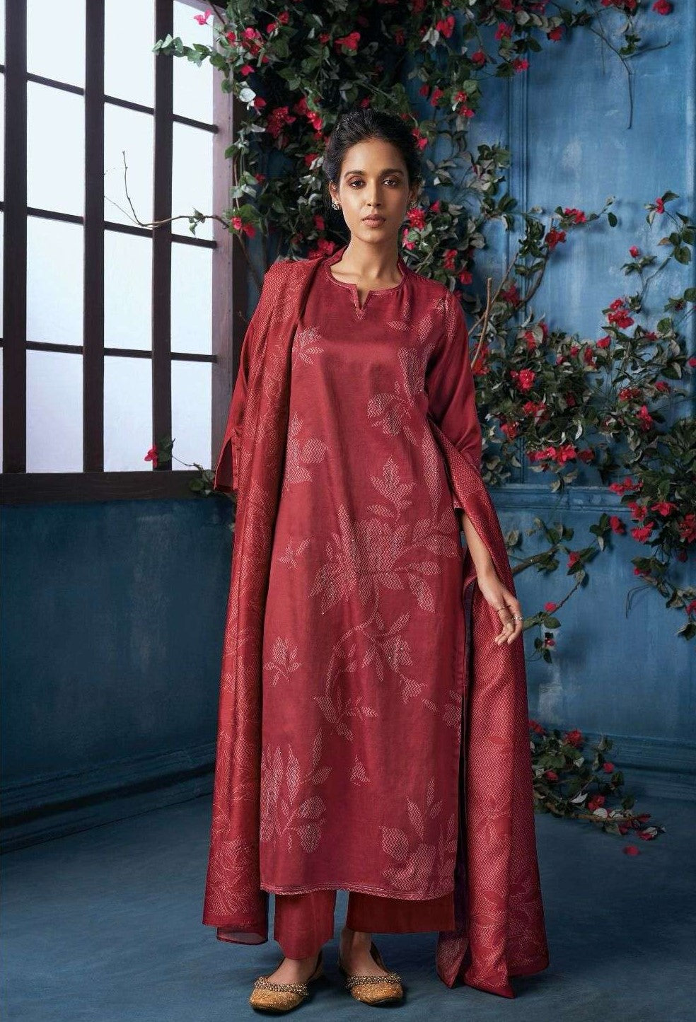 Unstitched Suit Branded Premium Cotton Silk, Digital Printed With Handwork And Aariwork