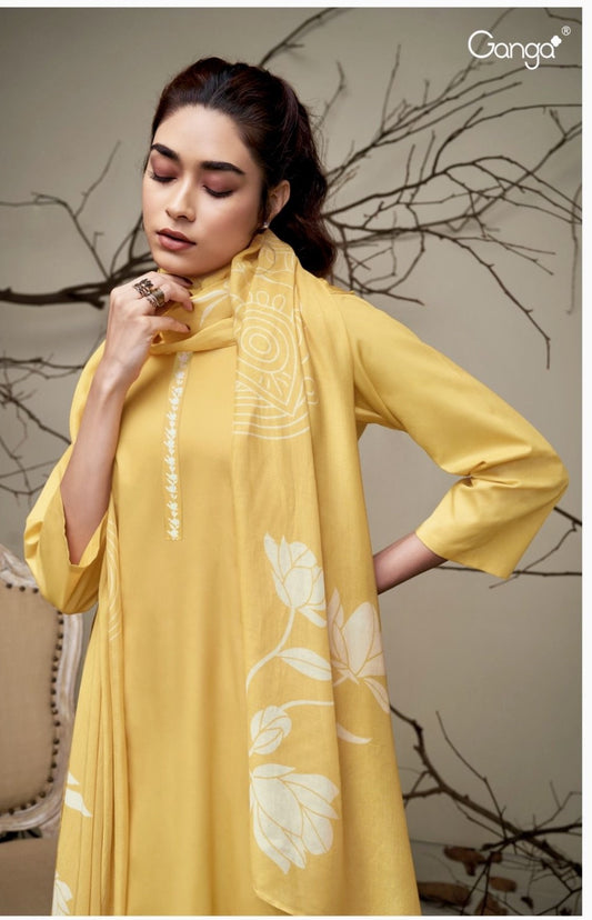 Branded Plain Unstitched Suit With Printed Chiffon Dupatta