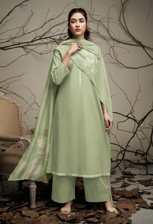 Branded Plain Unstitched Suit With Printed Chiffon Dupatta