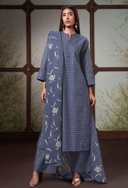 Unstitched Branded Printed Cotton Suit With Printed Cotton Dupatta