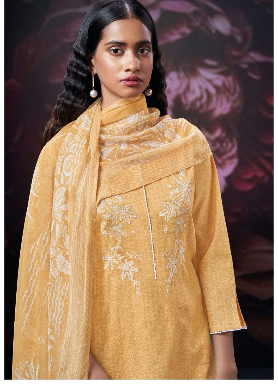 Unstitched Suit with embroidery and cutwork