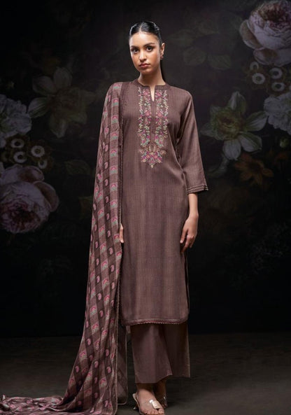 Embroidered Pashmina Wool Suit