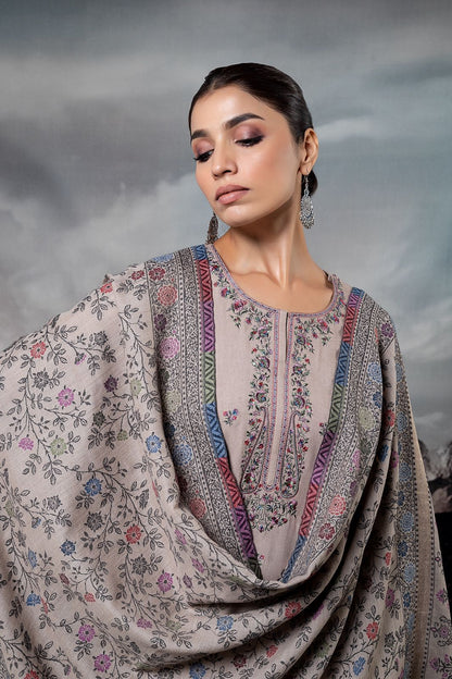 Offwhite Pashmina Embroidered Suit