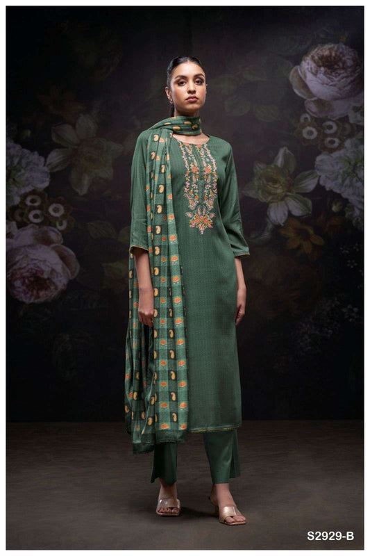 Green Pashmina Embroidered Suit