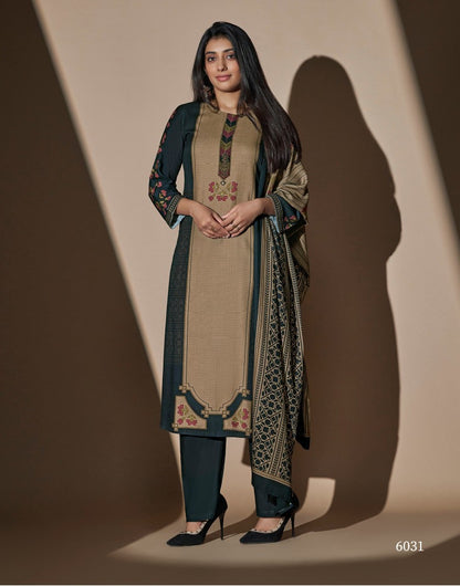 Green Pashmina Embroidered Suit