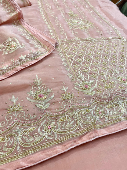 Shimmer Handwork Silk Suit