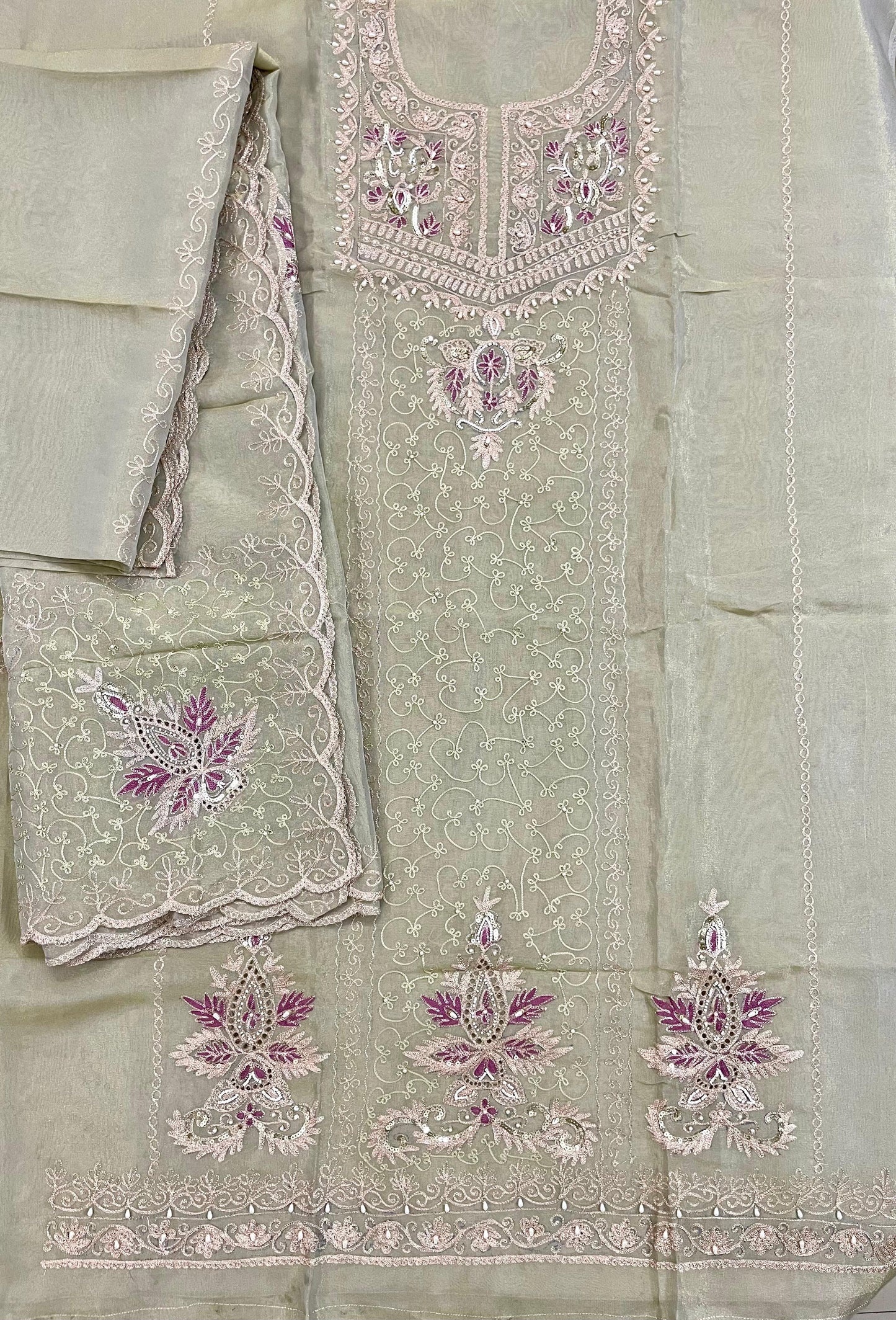 Handwork Shimmer Silk Suit