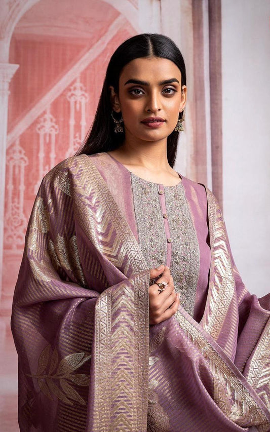 Embroidered Tissue Silk Suit