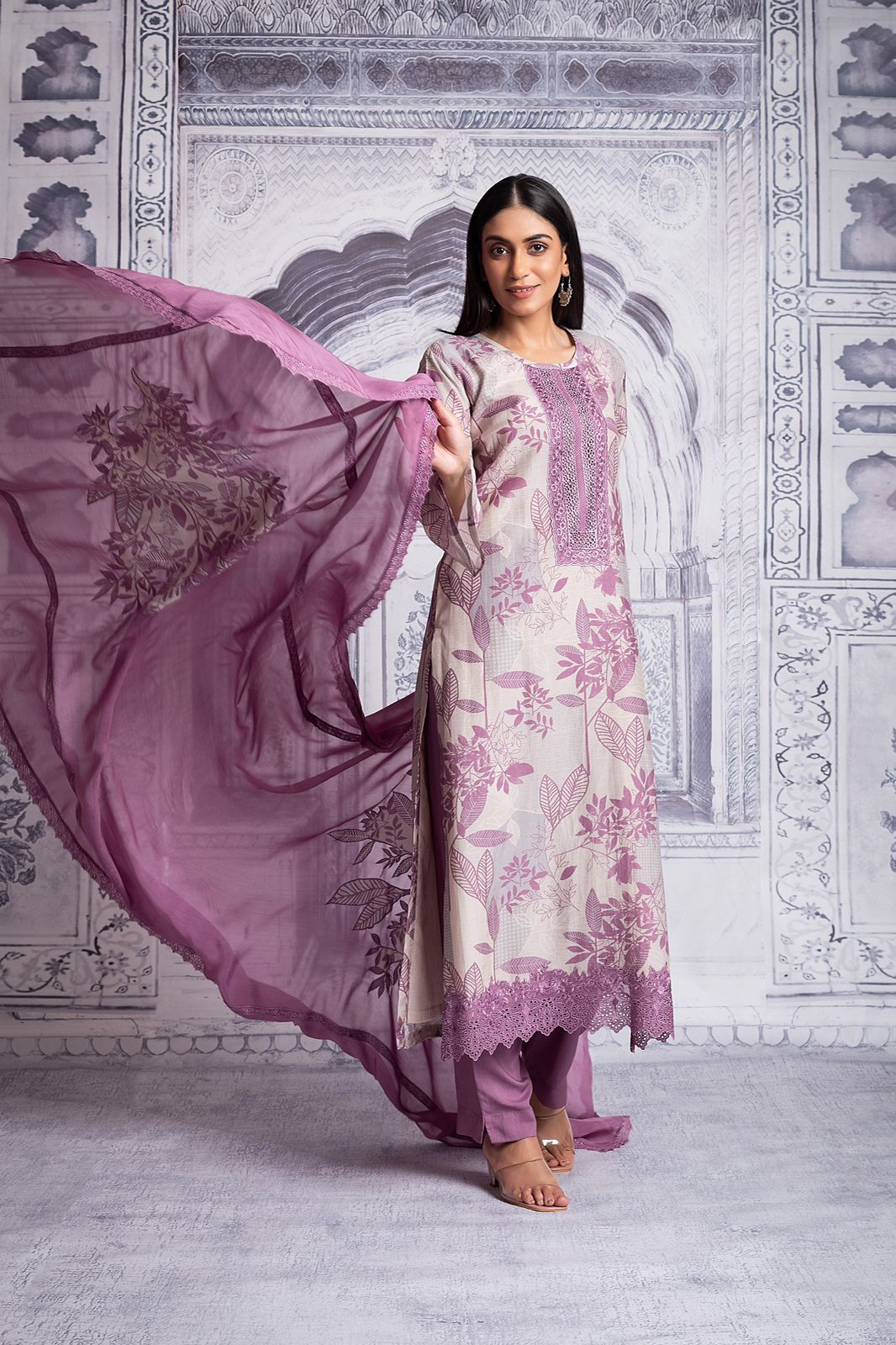 Digital Printed Muslin Silk Suit