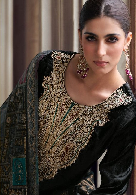 Black Velvet Suit with banarsi dupatta