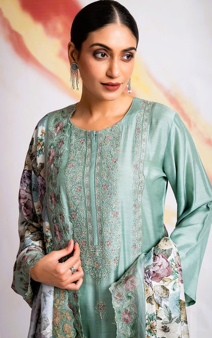 Muslin Shirt with Handwork & Embroidered Dupatta