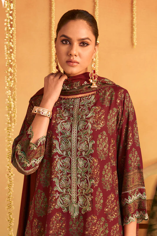 Embroidered Pashmina suit with shawl